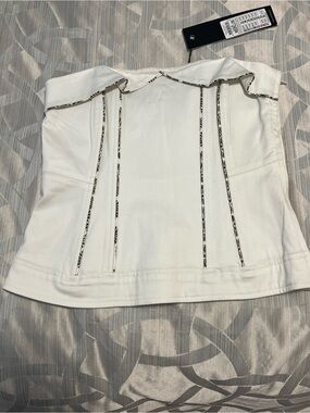 White Strapless Ruffle-Trim Corset 36”